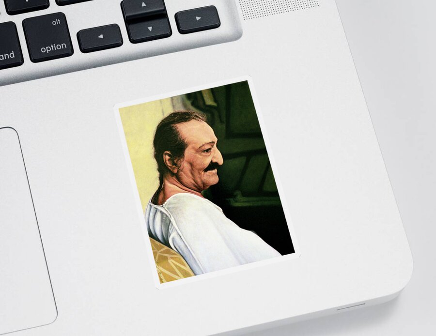 Meher Baba Sticker featuring the painting Meher Baba 3 by Nad Wolinska