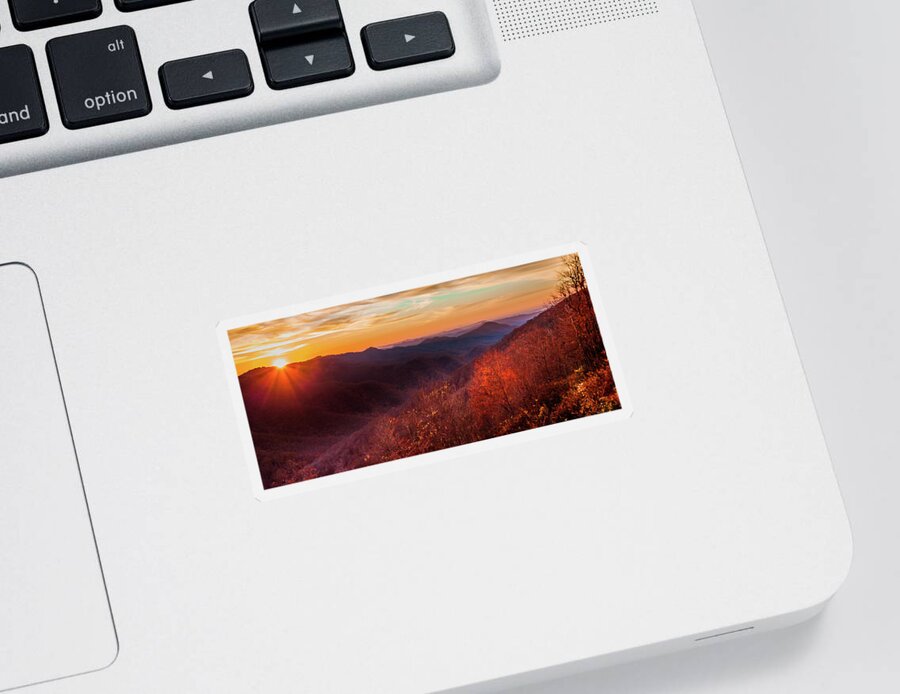 Mountain Sunrises Sticker featuring the photograph MELODY of AUTUMN by Karen Wiles