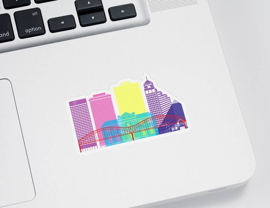 Memphis Sticker featuring the painting Memphis_V2 skyline pop by Pablo Romero