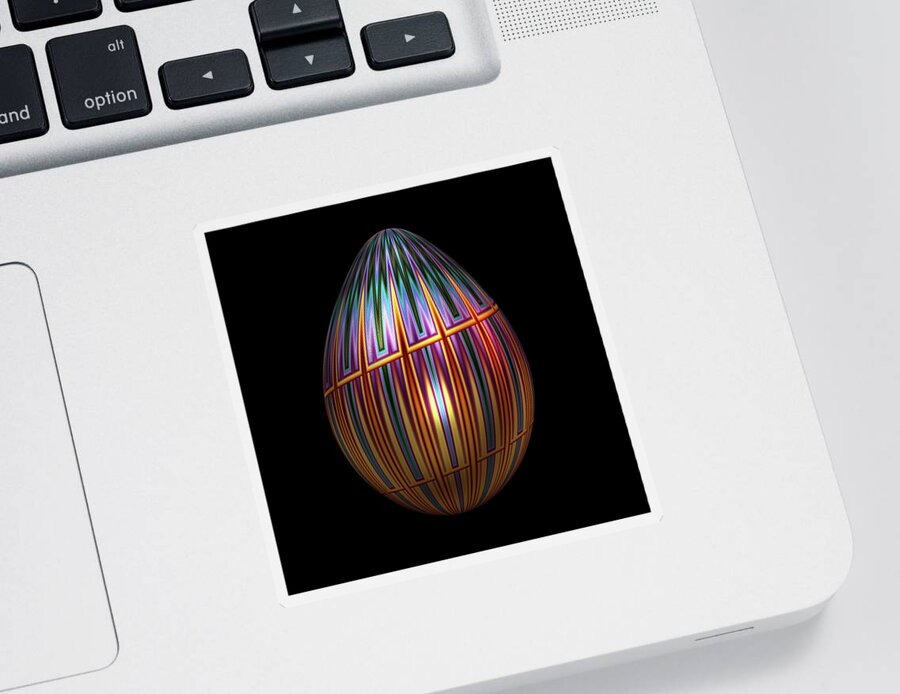 Series Sticker featuring the digital art Metallic Christmas Egg by Hakon Soreide