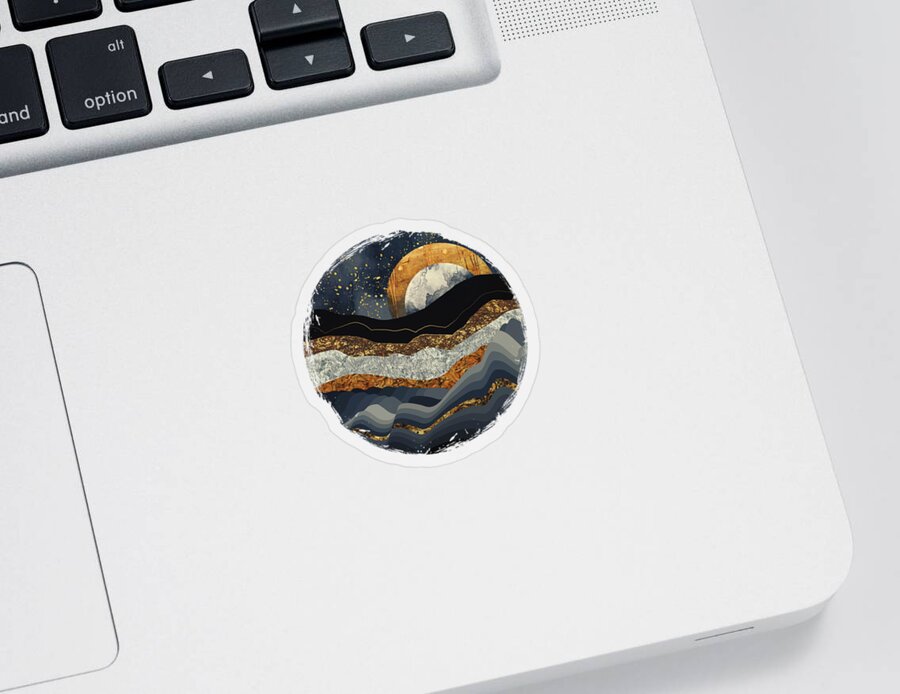 Metallic Sticker featuring the digital art Metallic Mountains by Katherine Smit