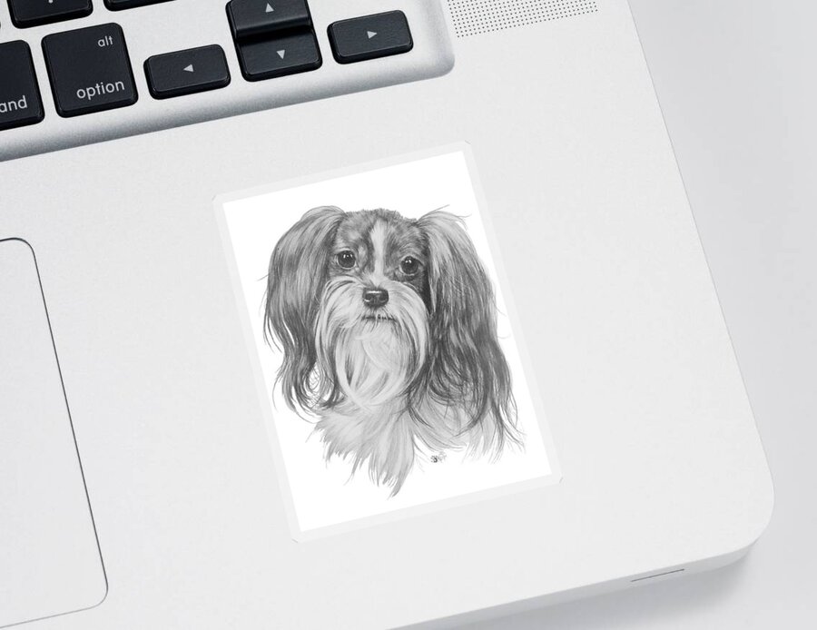 Designer Dog Sticker featuring the drawing Mi-Ki by Barbara Keith