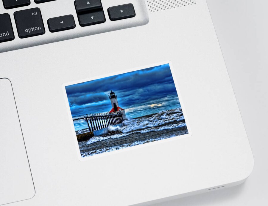 Lighthouse Sticker featuring the photograph Michigan City Lighthouse by Scott Wood