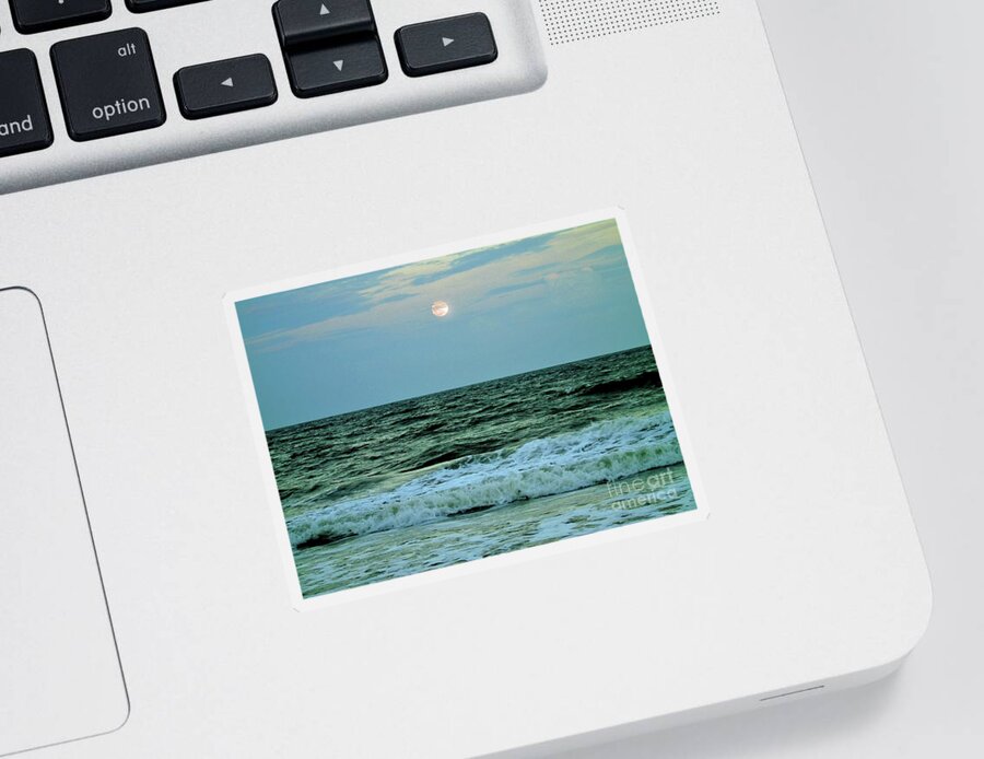 Moon Sticker featuring the photograph Micro Moon At The Ocean by D Hackett