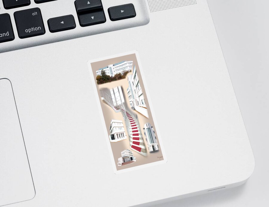 Morecambe Sticker featuring the digital art Midland Hotel Montage by Joe Tamassy