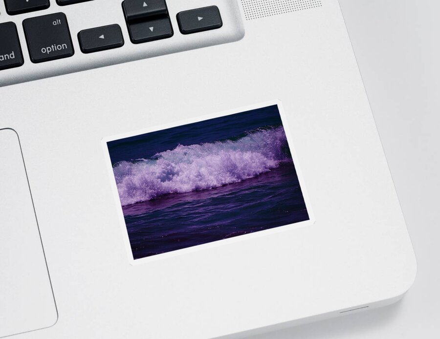 Ultra Violet Sticker featuring the photograph Midnight Ocean Wave in Ultra Violet by Colleen Cornelius