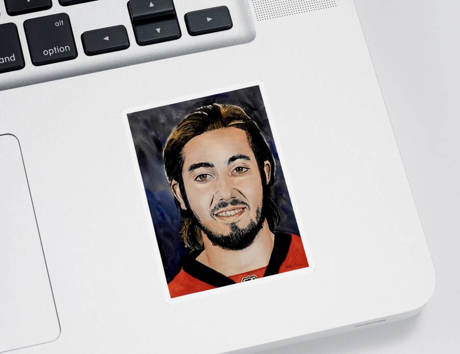 Nhl Sticker featuring the painting Mika Zibanejad by Betty-Anne McDonald