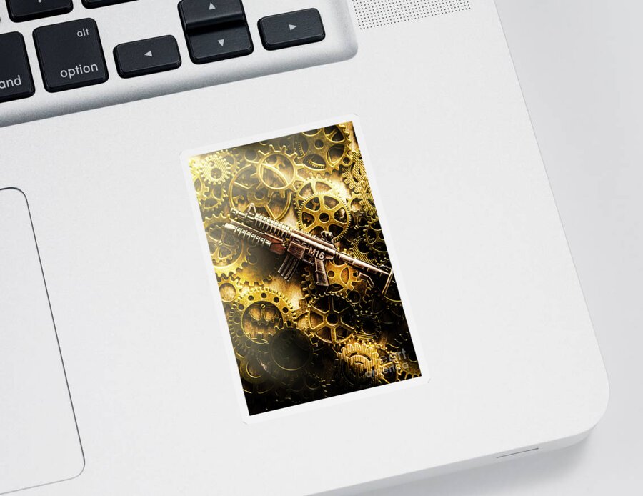 Rifle Sticker featuring the photograph Military mechanics by Jorgo Photography