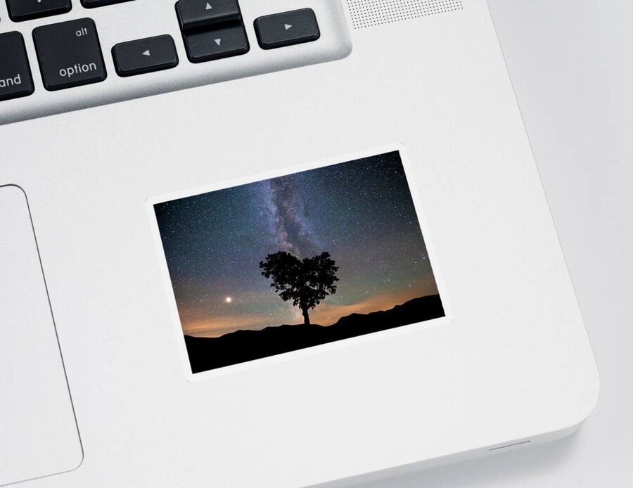 Milky Way Sticker featuring the photograph Milky Way, Mars and Heart Tree by White Mountain Images