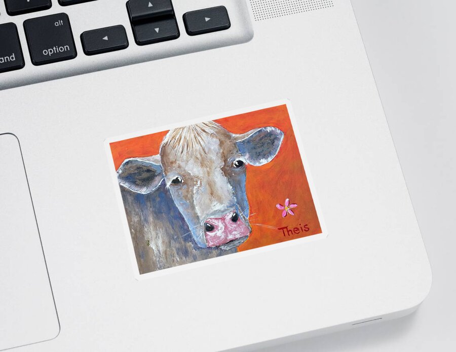 Cows Sticker featuring the painting Misty by Suzanne Theis