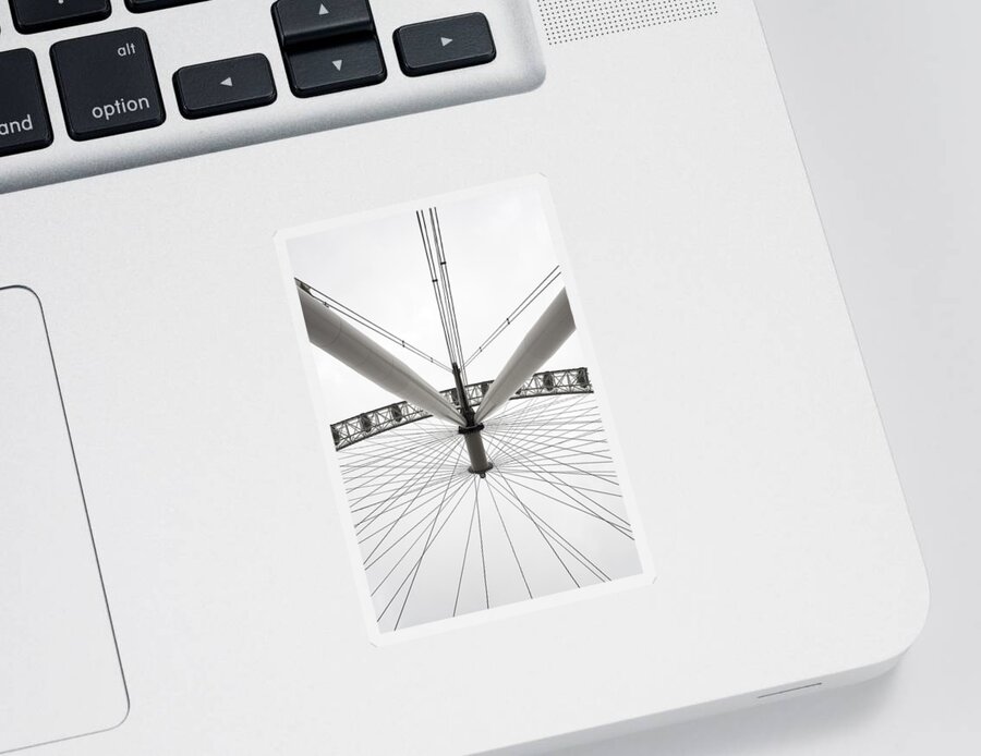 Geometric Sticker featuring the photograph Modern geometric metallic white steel structure by Michalakis Ppalis