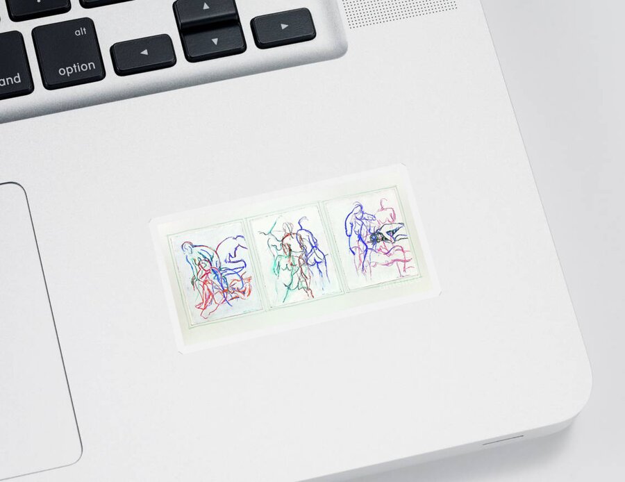 Gestural Sticker featuring the drawing Moments in Time by Kerryn Madsen-Pietsch