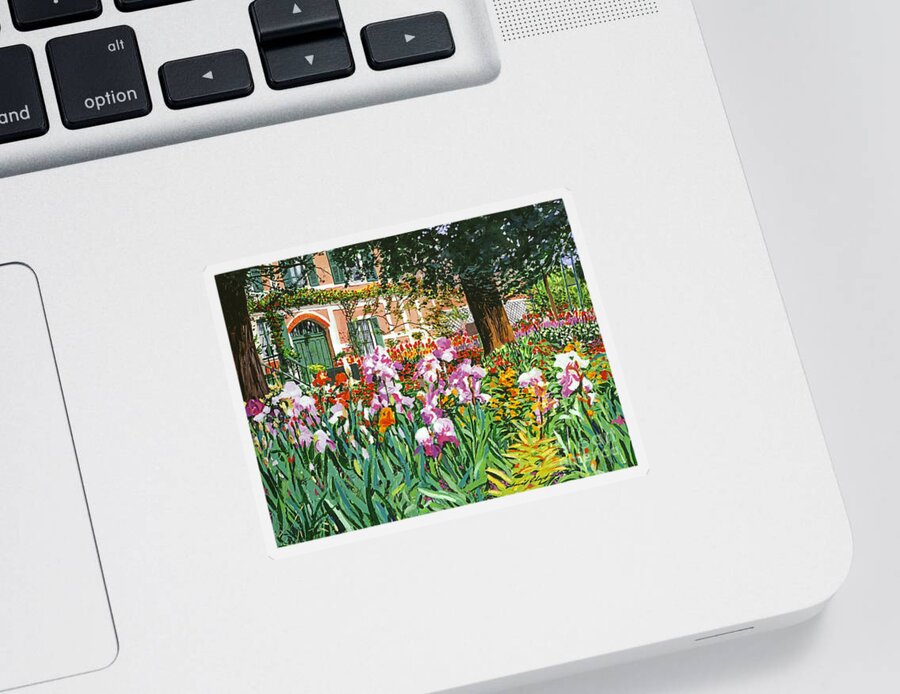 Giverny Sticker featuring the painting Monet's Irises by David Lloyd Glover