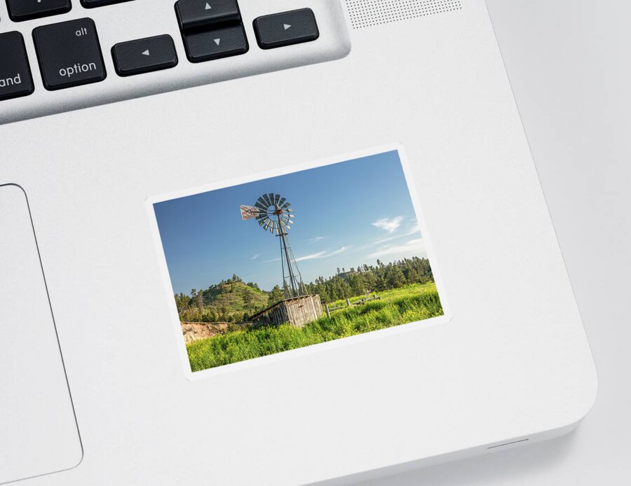 Windmill Sticker featuring the photograph Montana Windmill by Todd Klassy