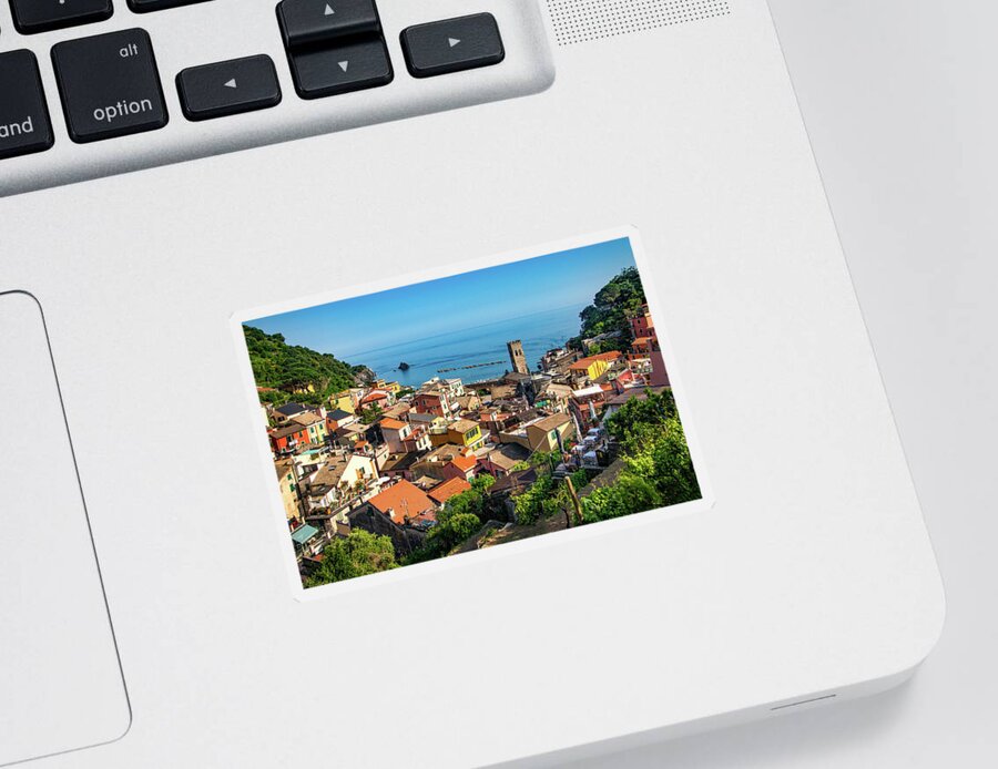 Monterosso In The Cinque Terre Sticker featuring the photograph Monterosso in the Cinque Terre by Carolyn Derstine