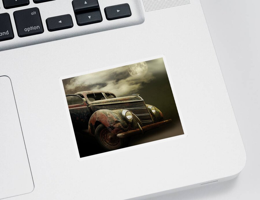 Cars Sticker featuring the photograph Moonlight And Rust by John Anderson