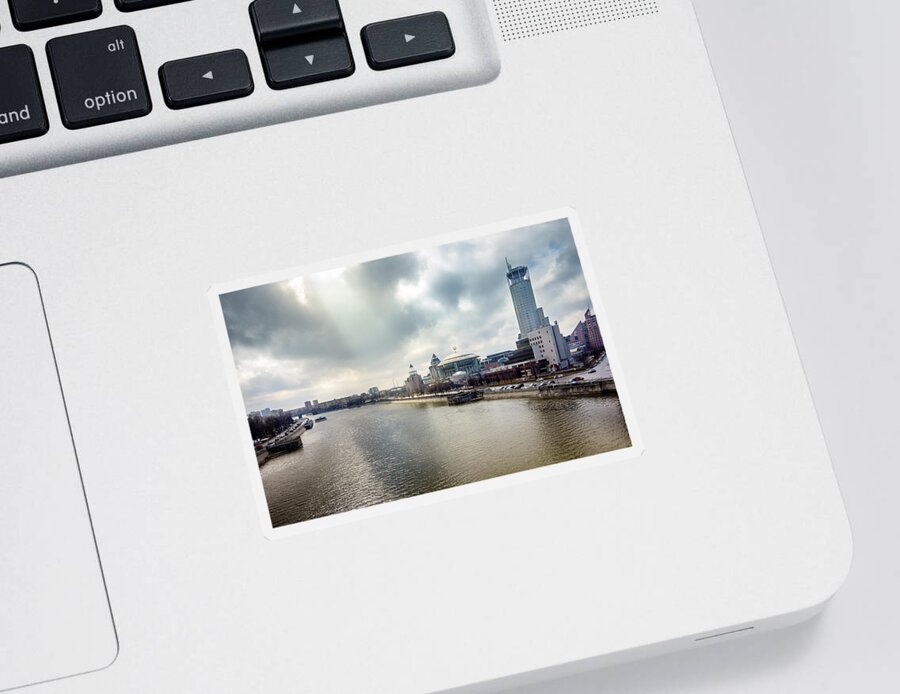 Moscow Sticker featuring the photograph Moscow River by Alexey Stiop