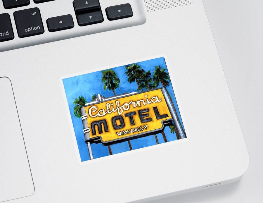 Sign Sticker featuring the painting Motel California by Debbie Brown