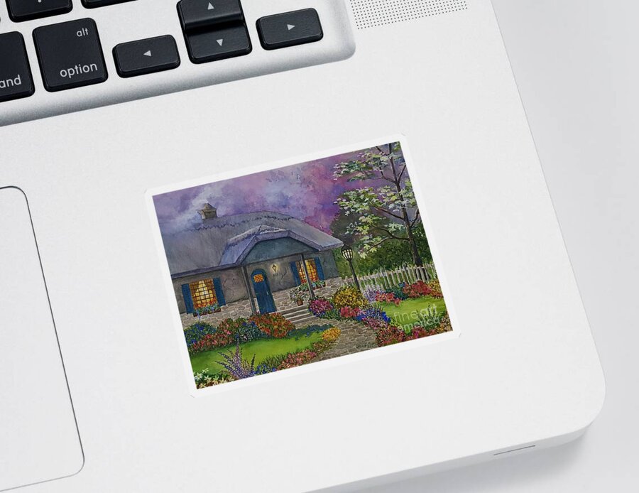 English Garden Sticker featuring the painting Mother's Cottage by Lisa Debaets