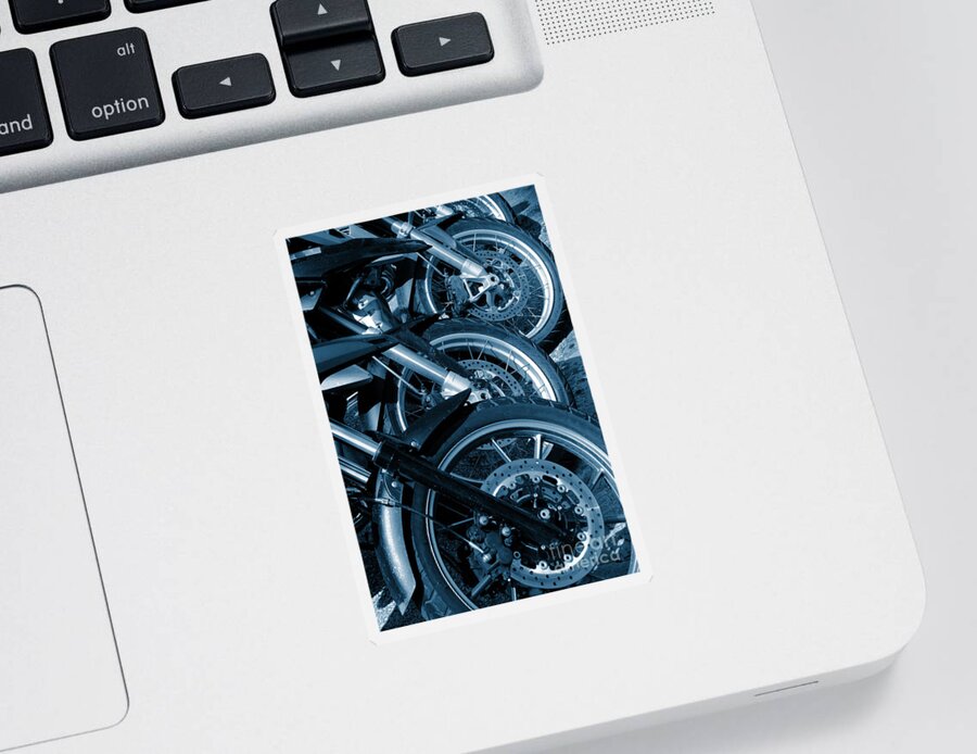 Vertical Sticker featuring the photograph Motorbike Wheels by Carlos Caetano