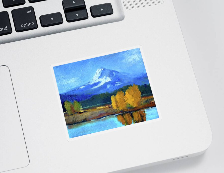 Northwest Landscape Painting Sticker featuring the painting Mount Hood by Nancy Merkle