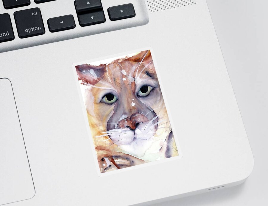 Mountain Lion Sticker featuring the painting Mountain Lion by Dawn Derman