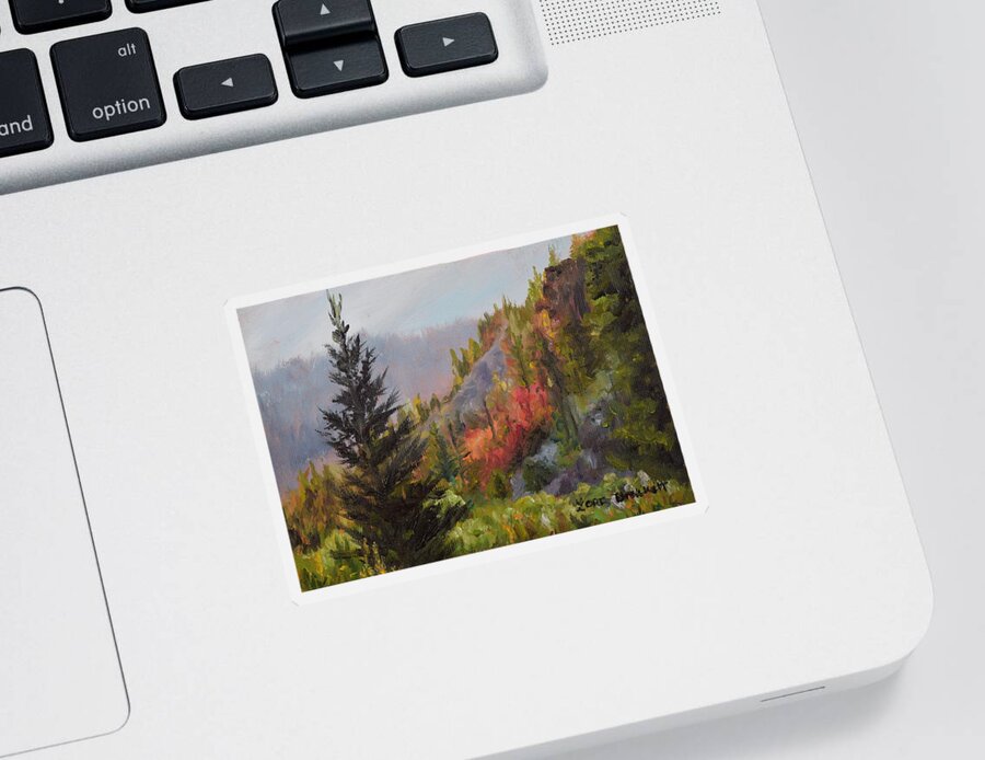 Intermittent Spring Sticker featuring the painting Mountain Slope Fall by Lori Brackett