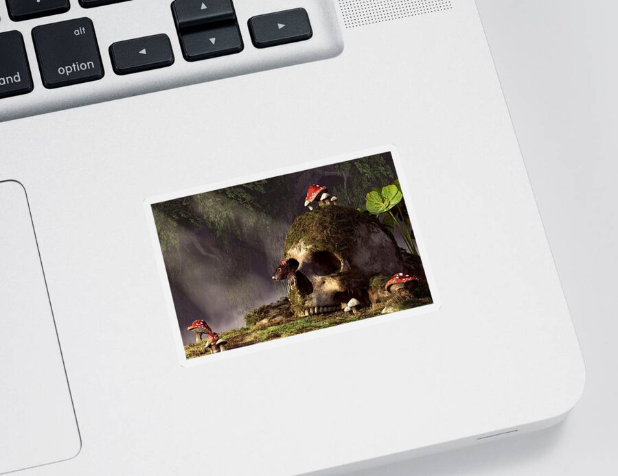 Mouse Sticker featuring the digital art Mouse In A Skull by Daniel Eskridge
