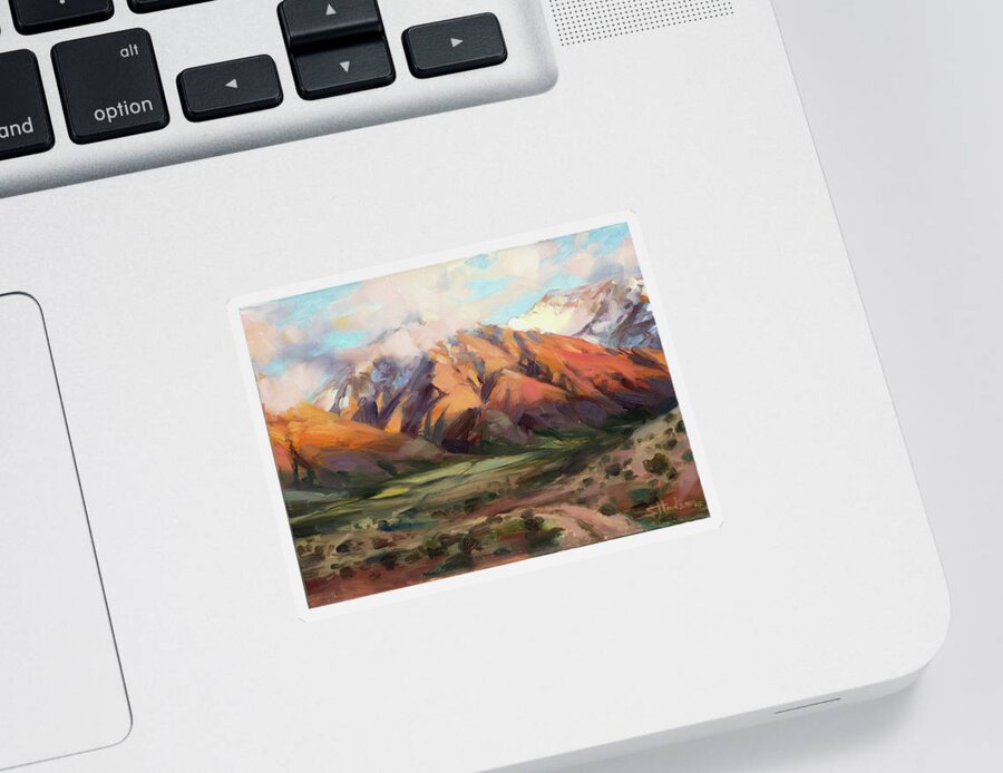 Mountains Clouds Sticker featuring the painting Mt Nebo Range by Steve Henderson