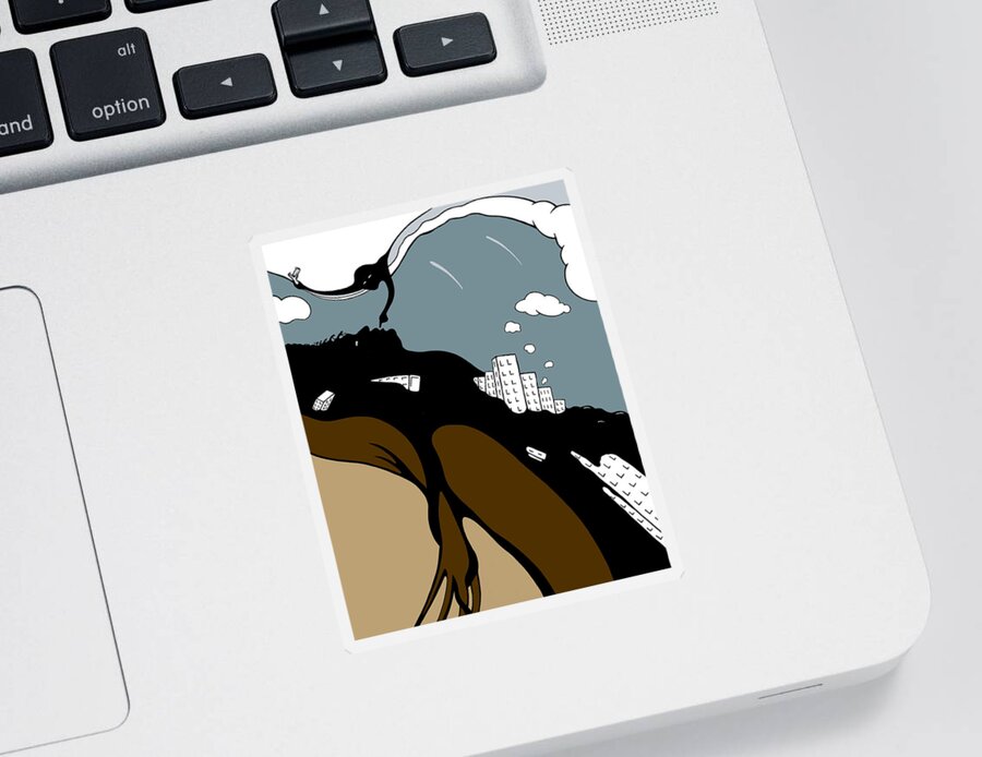 Climate Change Sticker featuring the drawing Mudslide by Craig Tilley