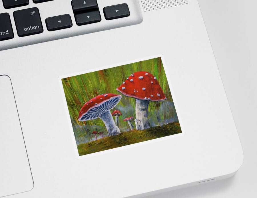 Mushrooms Sticker featuring the painting Mushrooms by Wayne Enslow