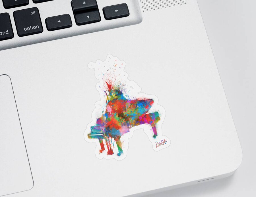 Piano Sticker featuring the digital art Music Strikes Fire from the Heart by Nikki Marie Smith