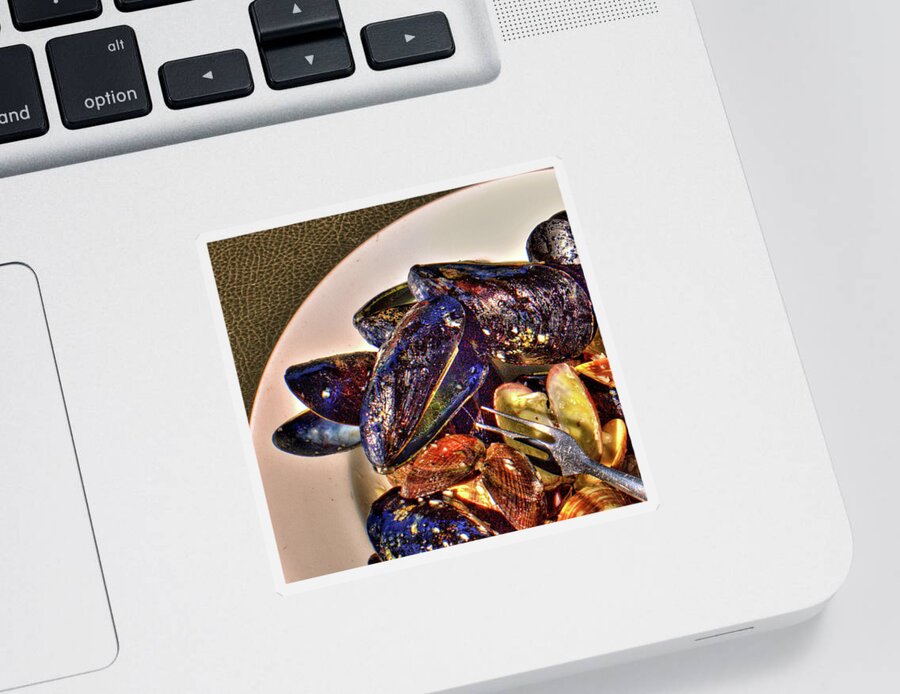 Food Sticker featuring the photograph Mussel Beach by Lawrence Christopher