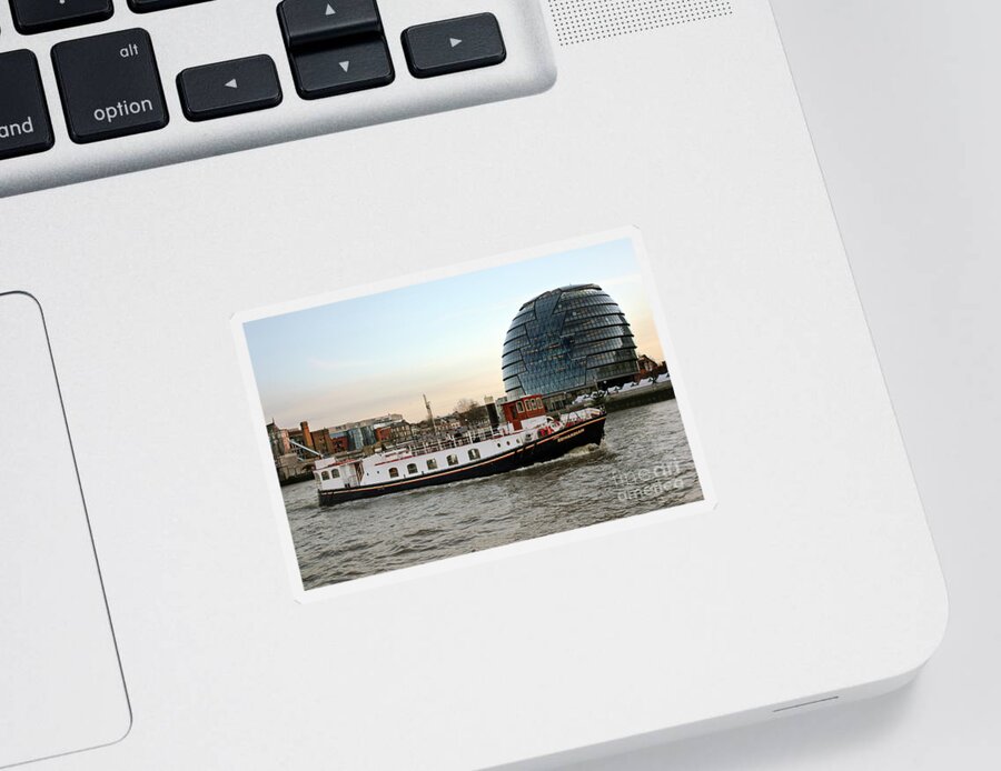 Mv Edwardian Sticker featuring the photograph M.V. The Edwardian and City Hall London by Terri Waters