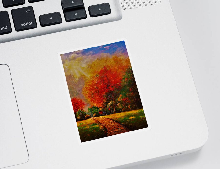 Landscape Sticker featuring the painting My Favorite Park by Emery Franklin