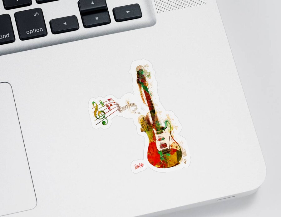 Guitar Sticker featuring the digital art My Guitar Can SING by Nikki Smith