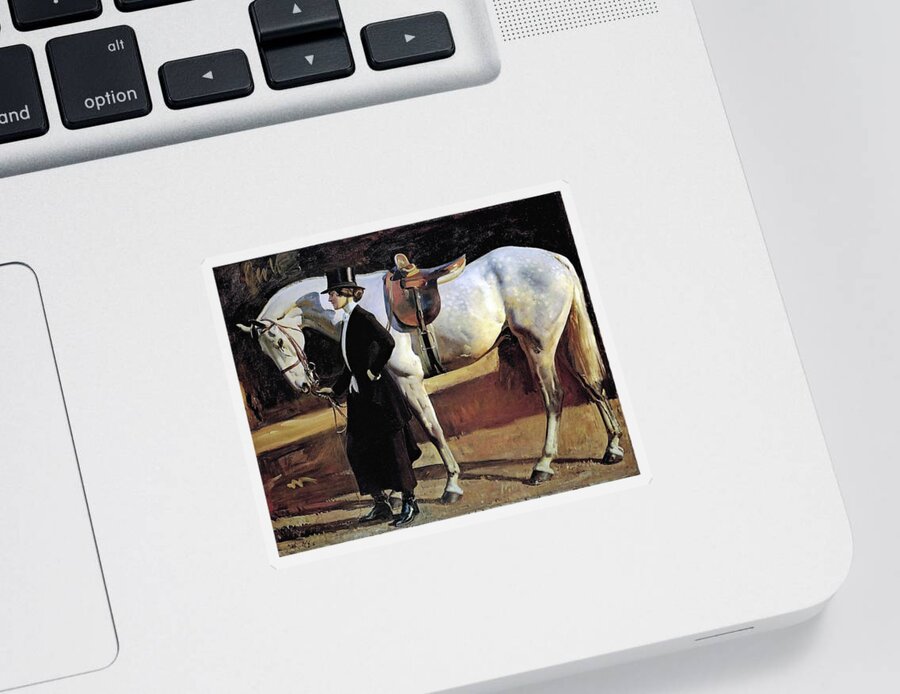 Alfred James Munnings Sticker featuring the painting My Horse is my Friend by Alfred James Munnings
