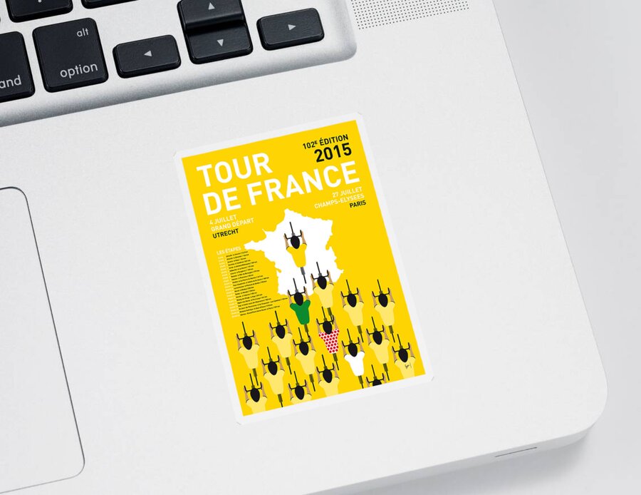 2015 Sticker featuring the digital art My Tour De France Minimal Poster Etapes 2015 by Chungkong Art