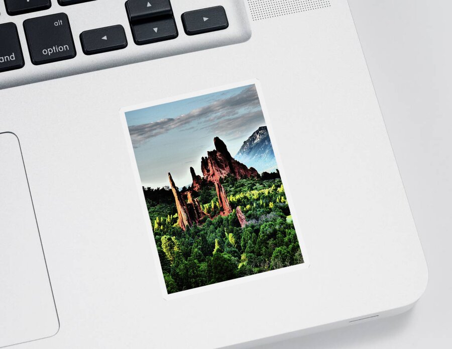 Garden Of The Gods Sticker featuring the photograph Mystical Peaks Garden of the Gods by Alan Socolik