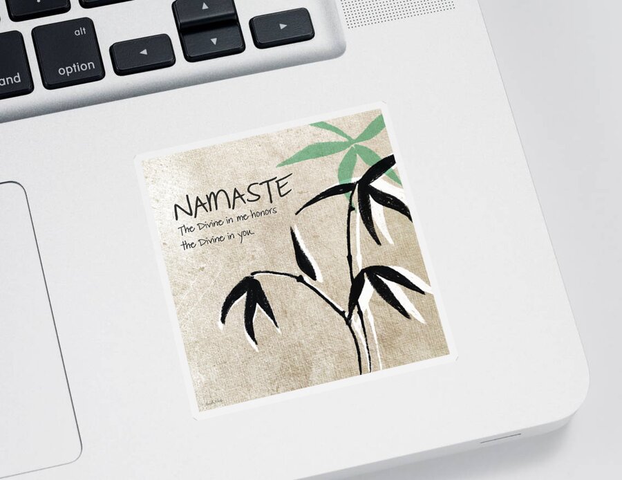 Namaste Sticker featuring the painting Namaste by Linda Woods