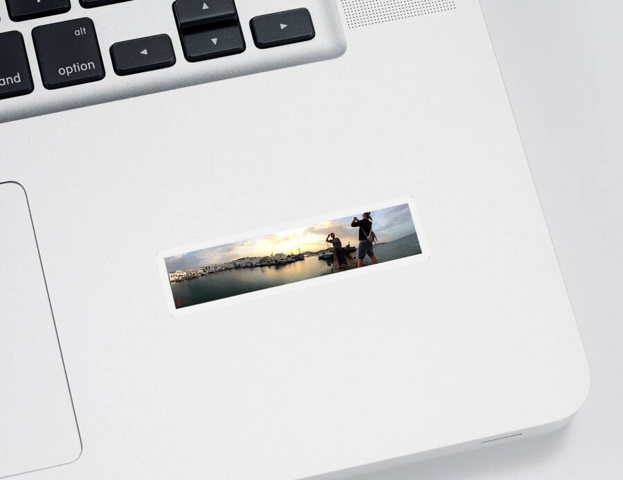 Colette Sticker featuring the photograph Naoussa By Night Paros Island by Colette V Hera Guggenheim