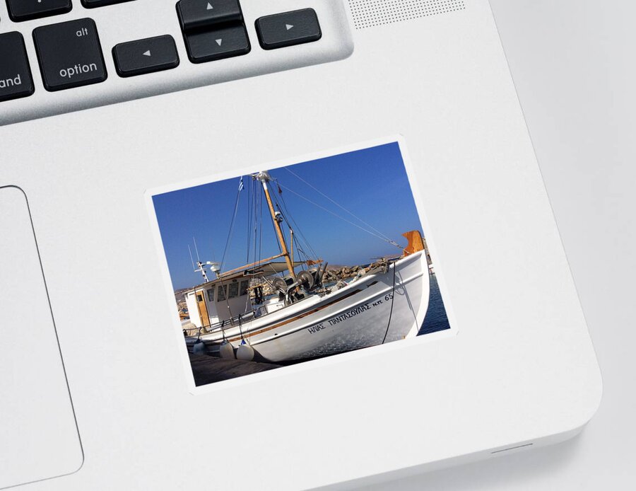 Colette Sticker featuring the photograph Naoussa Old Port Paros Greece by Colette V Hera Guggenheim
