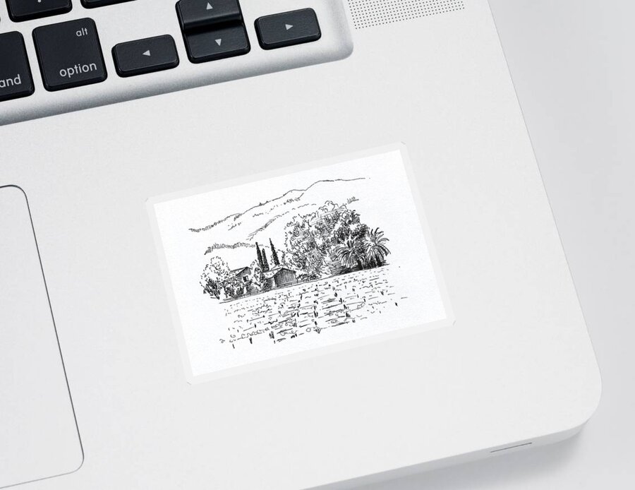 Landscape Sticker featuring the drawing Napa Valley by Masha Batkova