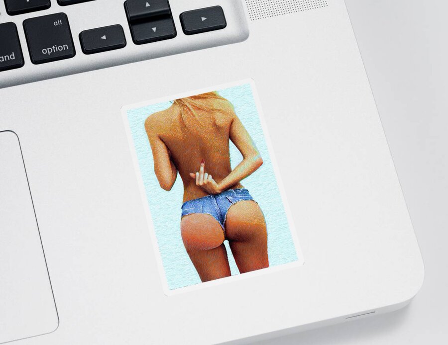Rafael Salazar Sticker featuring the digital art Naughty Girl by Rafael Salazar