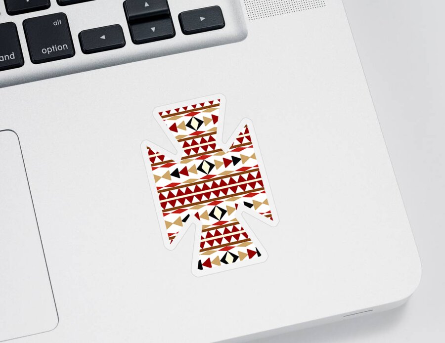 Navajo White Sticker featuring the mixed media Navajo White Pattern Art by Christina Rollo