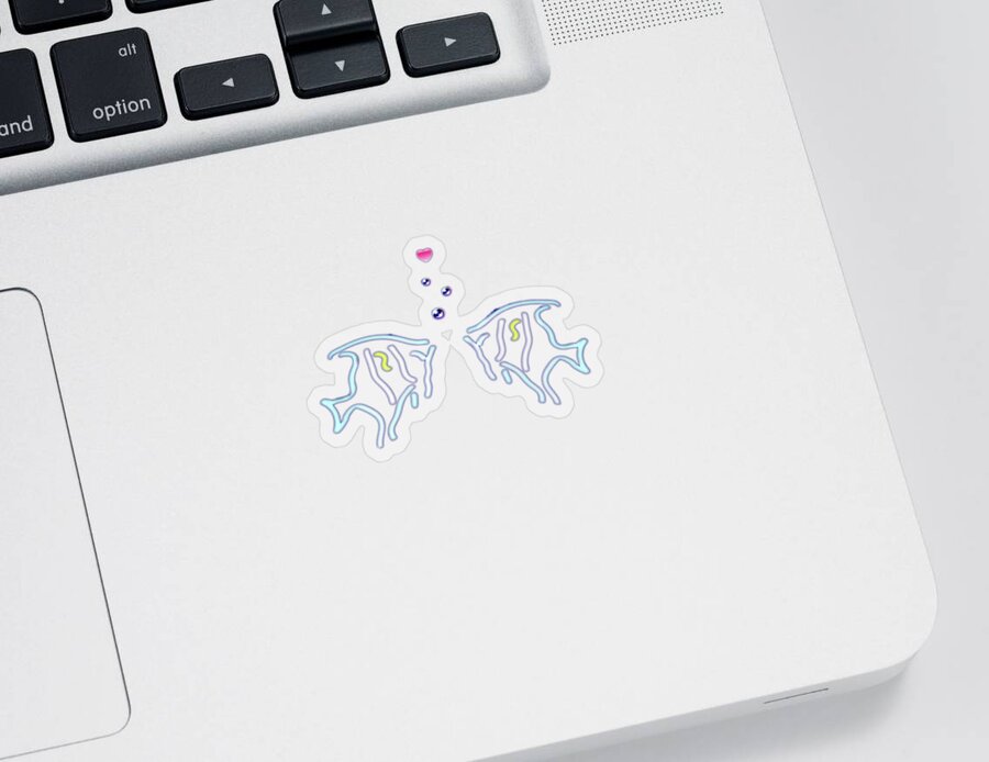 Fish Sticker featuring the digital art Neon Fish Love by David Dehner