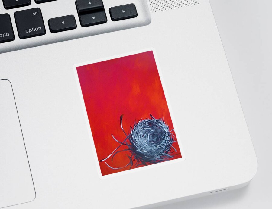 Nest Sticker featuring the painting Nest on red by Tilly Strauss