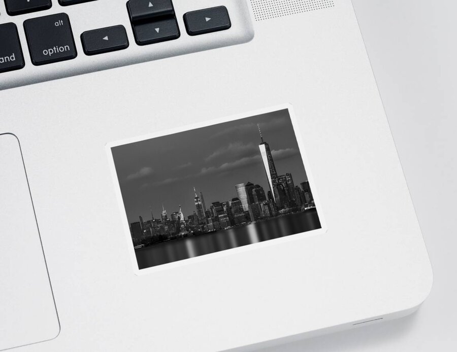 Nyc Skyline Sticker featuring the photograph New York City Icons BW by Susan Candelario