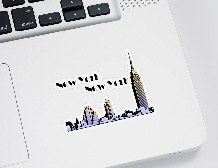  New York Sticker featuring the digital art New York New York skyline retro 1930s style by Heidi De Leeuw