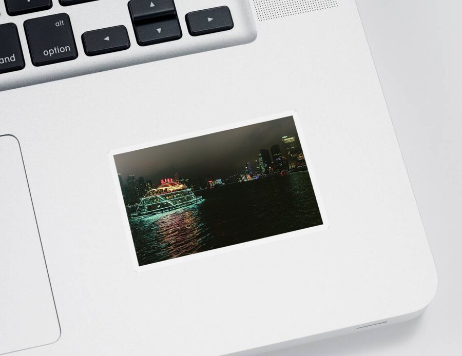 Asia Sticker featuring the photograph Night on the Huangpu River by Nisah Cheatham